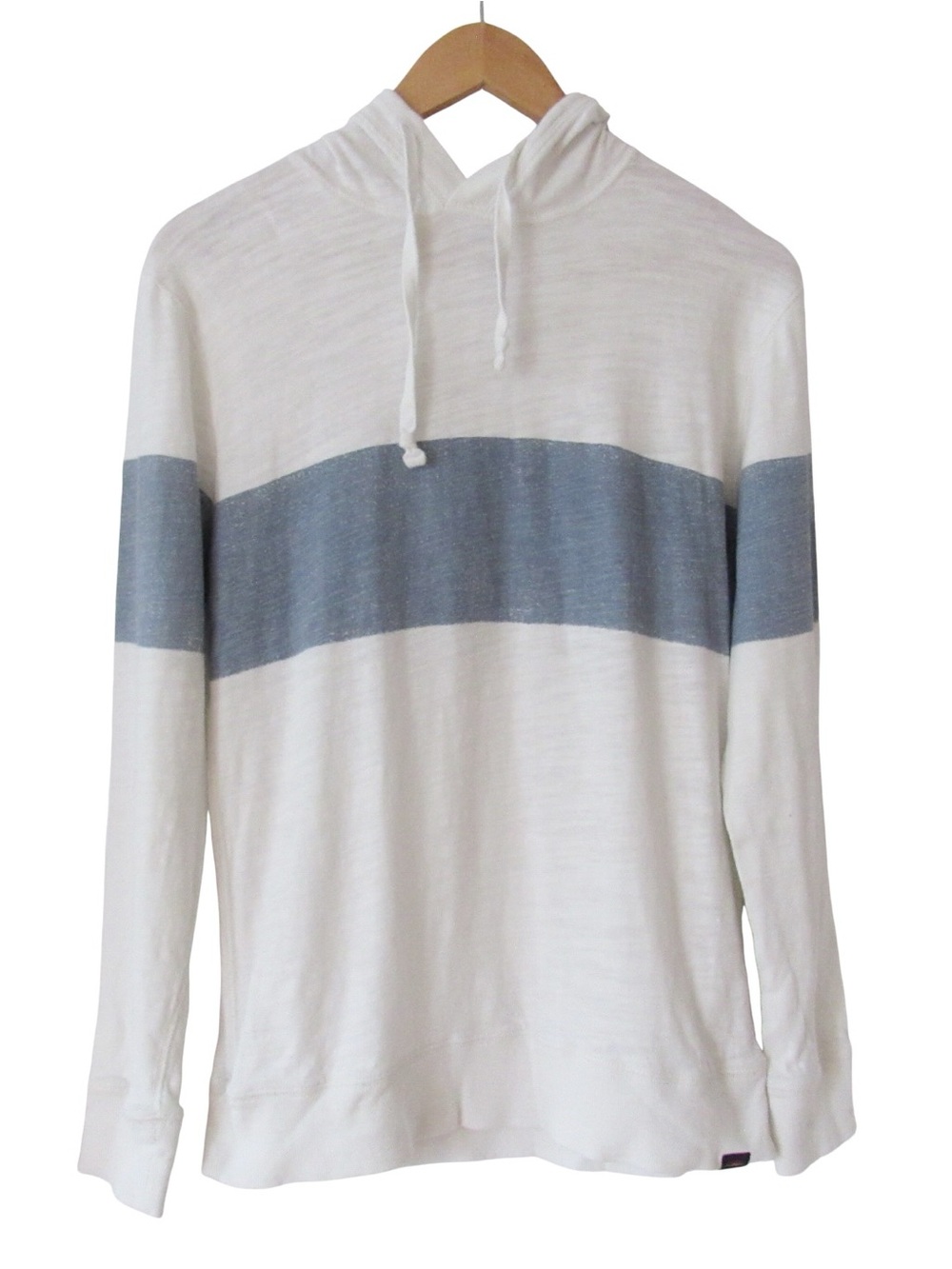 Faherty Mens Sunwashed Sunray Slub Cotton Hoodie Small White Blue Organic